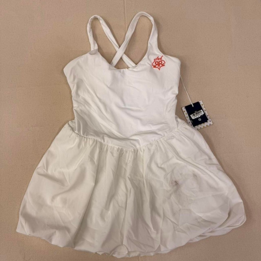 white bubble mini dress